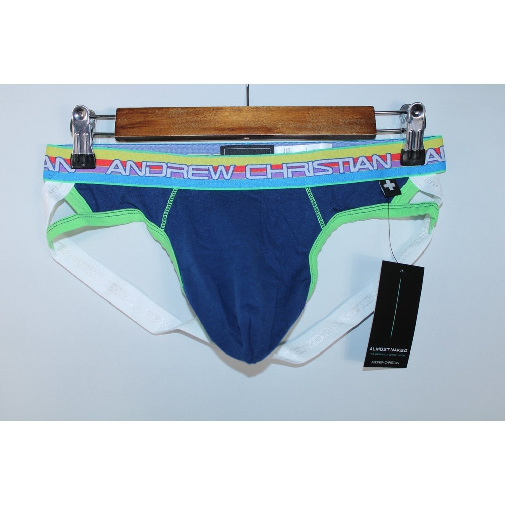 NWT Andrew Christian Men's Medium Multicolor Striped Jockstrap